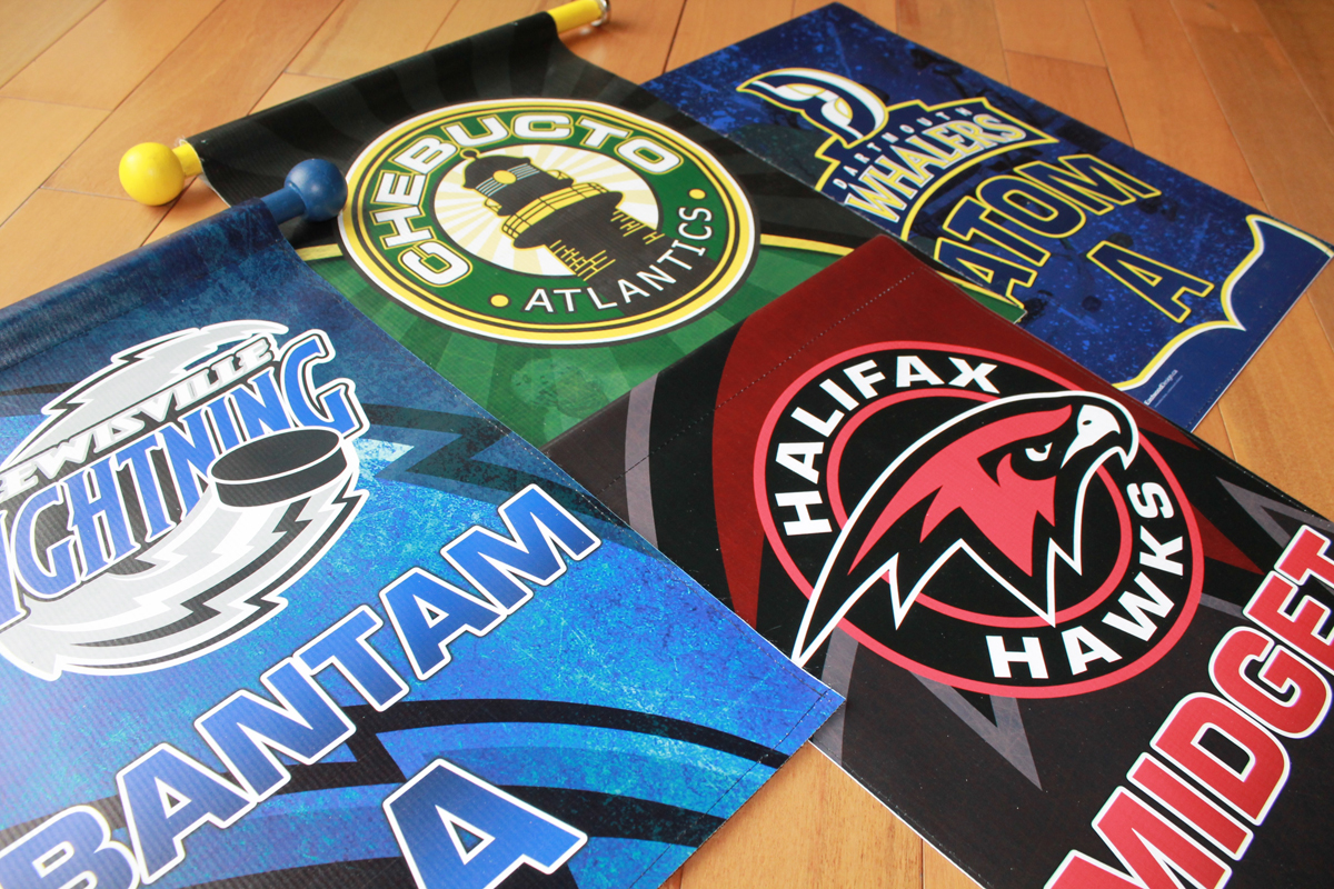 eastwood design portfolio hockey banners dressing room door flags